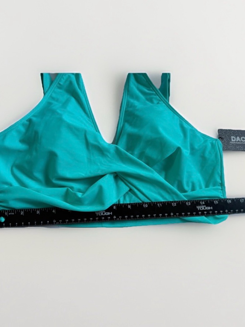 DACI Teal Twist Wrap Front Bikini Swim Top XL NWT Lace Up Size Beach Summer Pool - Picture 6 of 11
